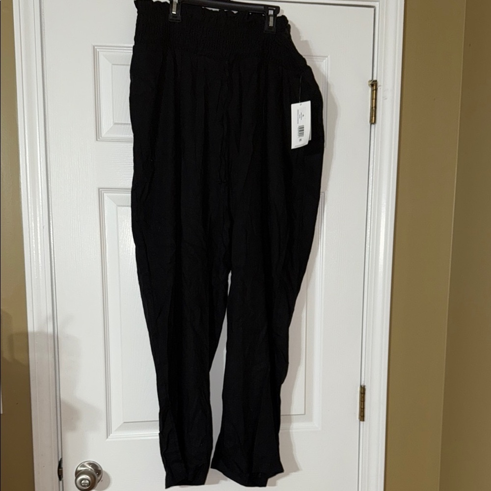 NWT Destination Maternity Black High-Waisted linen Pants XL